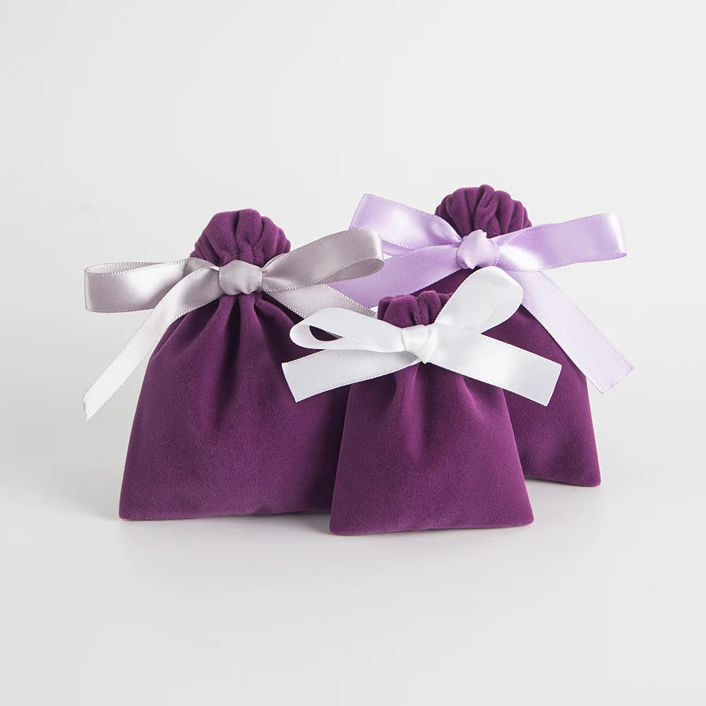 10PCS Purple Velvet Drawstring Bags — Jewelry Gift & Candy Storage Pouches