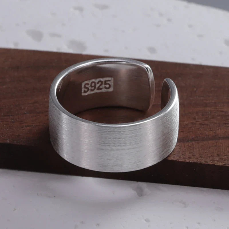 VENTFILLE 925 Sterling Silver Adjustable Ring – Vintage Hollow Line Punk Hip Hop Couple Jewelry