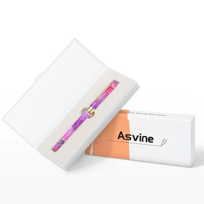 Asvine P20 Piston Filling Fountain Pen – Acrylic with Beautiful Patterns, EF/F/M Nib, Golden Clip, Smooth Writing Office Gift Pen