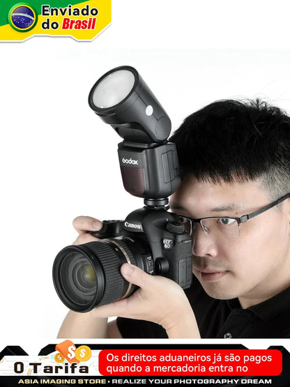 【Do Brasil】 Godox V1 Speedlight Flash - TTL 2.4G HSS for DSLR & Mirrorless Cameras, Compatible with Canon, Sony, Nikon, Fujifilm