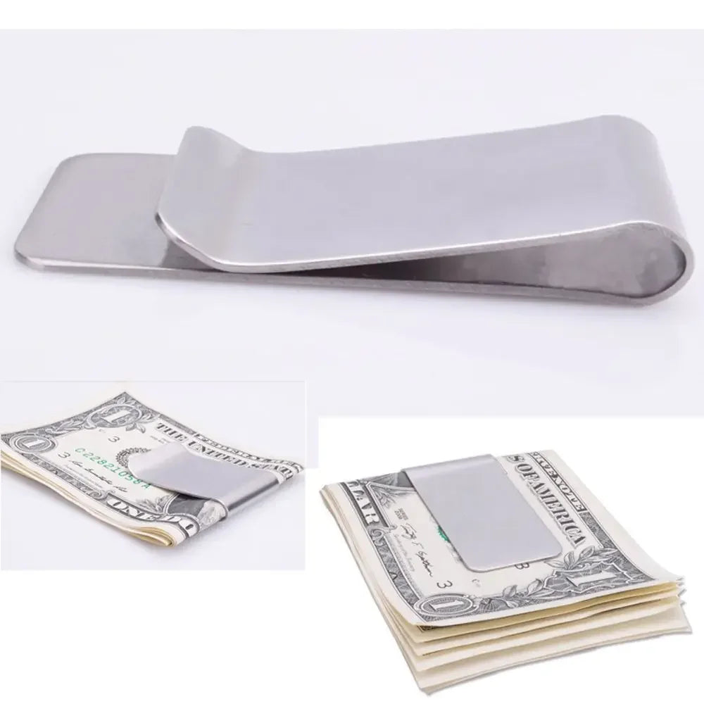 Metal Clip Slim Pocket Wallet - Stainless Steel Credit Card and Money Clip for Men, High-Quality Cash Clamp