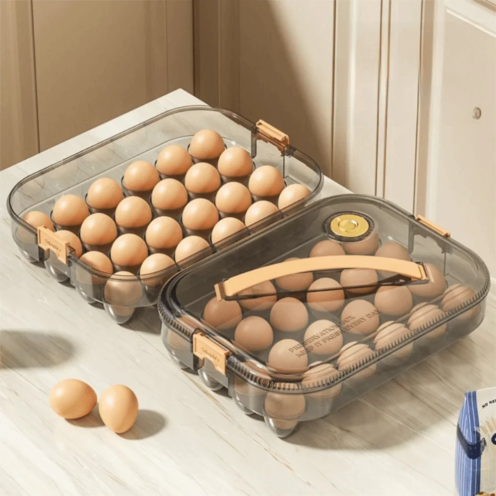 24 Grid Transparent Egg Storage Box - Food Grade Refrigerator Container with Lid for Space Saving Fresh Egg Organization