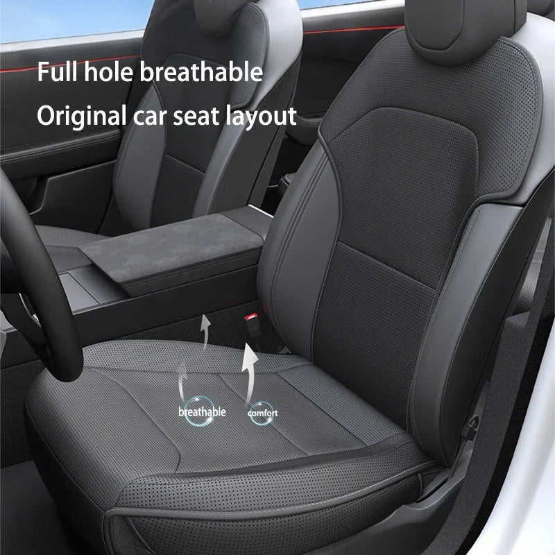 Tesla Model Y Juniper 2025 Seat Cushion – PU Breathable Punching Split Car Seat Protector Universal Interior Accessory