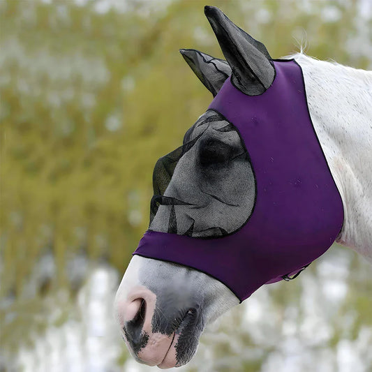 Anti-Fly Knitted Mesh Horse Mask — Breathable Anti-Mosquito & Anti-Worm Equestrian Riding Gear
