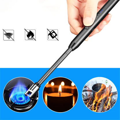 Upgrade Your Ignition Game with the Windproof Kitchen Electric USB Lighter – Perfect for Candle, BBQ, Gas Stove, and Camping