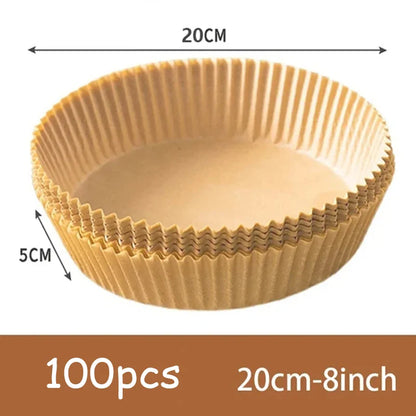 50Pcs Disposable Non-Stick Air Fryer Paper Liners – Round Baking Sheets Kitchen Airfryer Accessories for Easy Cooking & Cleanup
