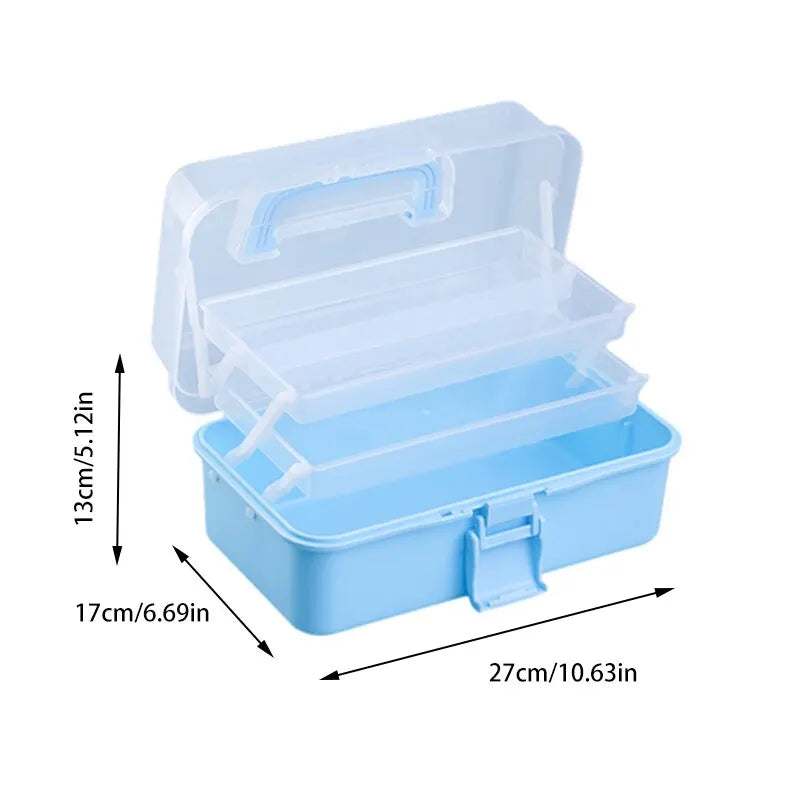 Three-Layer Transparent Plastic Craft Storage Box - Sewing and Folding Tool Box for Art Students, Miscellaneous Storage
