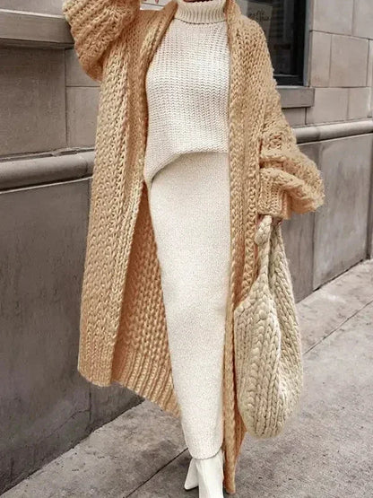 Loose Knitted Cardigan for Women 2025 – Autumn & Winter Streetwear, Spring Elegant Long Outerwear, Maxi Y2K Sweater Long Coat, Soft Jackets
