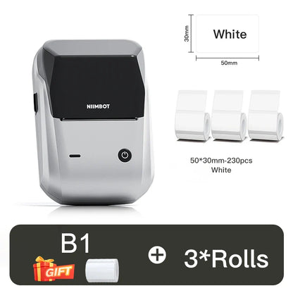 NIIMBOT B1 Portable 2-Inch Thermal Label Printer – Mini Bluetooth Adhesive Sticker Maker for Smartphone & PC