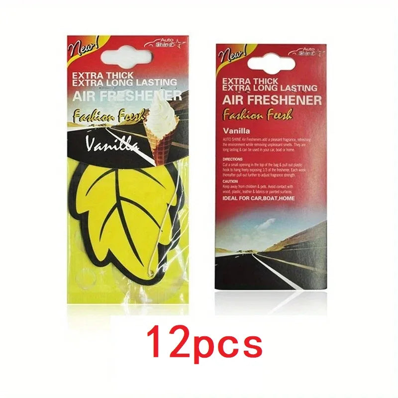 3-60PCS Car Air Fresheners — Natural Scented Tea Paper, Vanilla Fragrance, Leaf-Shaped Auto Interior Accessories