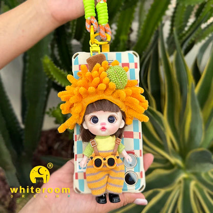 Mini Labbu Pocket Doll – Jointed Blythe-Style Boy & Girl Doll for Girls, Rainbow Ball Mobile Phone Decoration