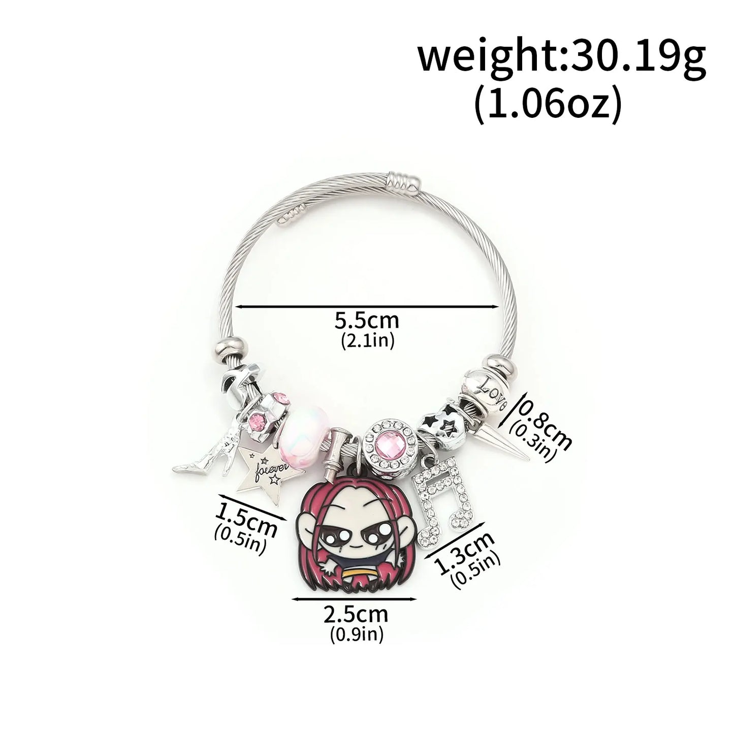 Y2K K-Pop Demon Hunters Bead & Enamel Pendant Bracelet – HUNTR/X Bangle Cosplay Jewelry Gift