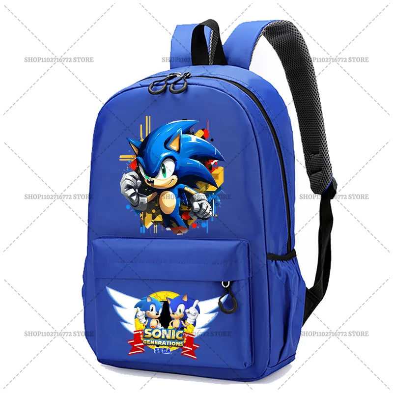 Cartoon Sonic Backpack — School Bag for Kids & Teens Featuring Amy, Rose & Shadow Characters, Perfect Gift for Boys