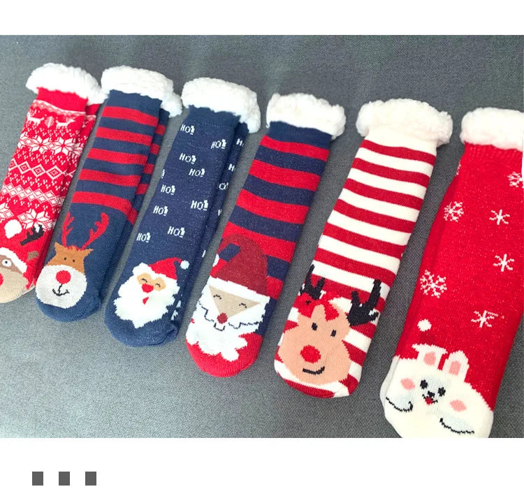 Women’s Christmas Fuzzy Socks – Winter Warm Thermal Non-Slip Fluffy Floor Slippers, Soft Indoor Home Gift