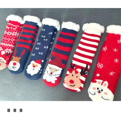 Women’s Christmas Fuzzy Socks – Winter Warm Thermal Non-Slip Fluffy Floor Slippers, Soft Indoor Home Gift