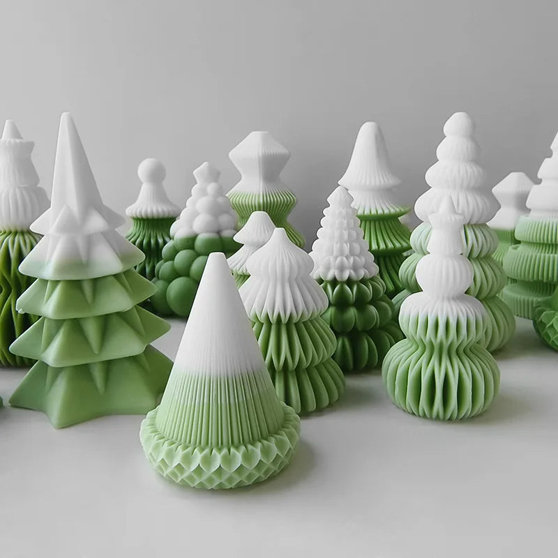 3D Origami Christmas Tree Silicone Mold — DIY Aroma Candle, Plaster & Gel Mold for Handmade Creative Holiday Decorations
