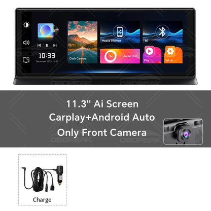 K2 Pro 11.3" 4K Dash Cam — Car DVR with Wireless CarPlay, Android Auto, 5G WiFi & GPS Navigation
