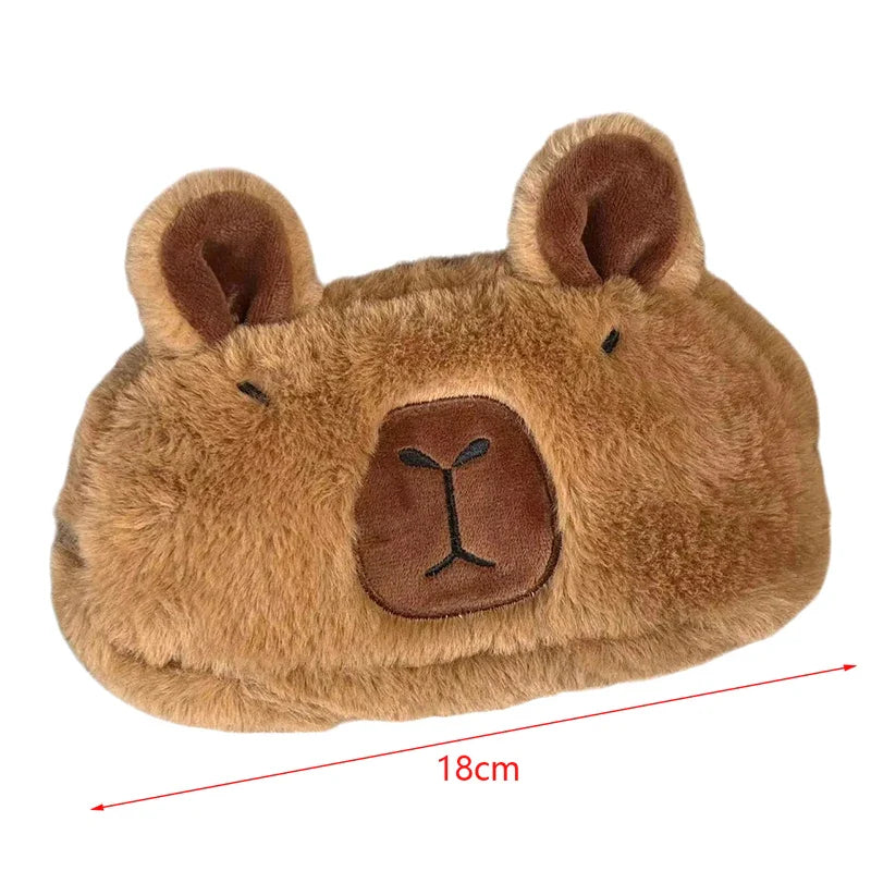 Cute Plush Capybara Pencil Storage Bag - Cartoon Animal Pen Case, Multifunctional Large Capacity Stationery Pouch
