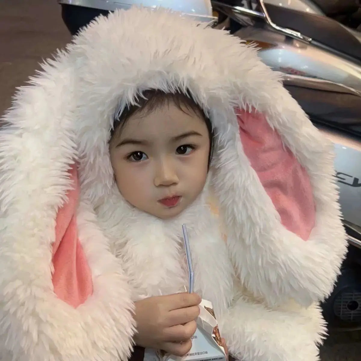 Kids Plush Rabbit Costume Set - Warm Winter Top, Pants & Hat Outfit for Girls