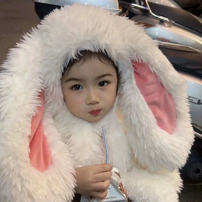 Kids Plush Rabbit Costume Set - Warm Winter Top, Pants & Hat Outfit for Girls
