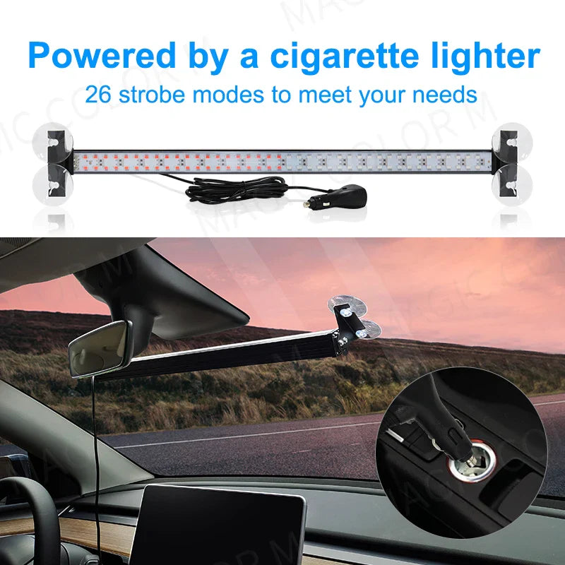 LED Strobe Police Lights - 80 LED Auto Emergency Grill Warning Lamp, Windshield Traffic Advisor Flashlight for Cars