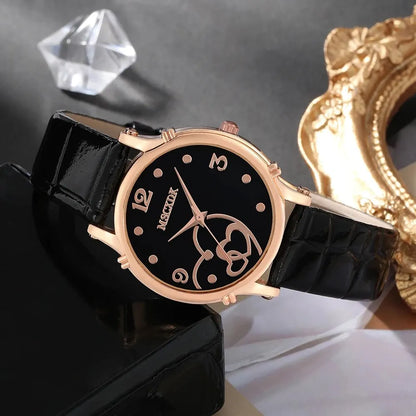 Women’s Fashion Leather Belt Watch Set – Butterfly Wallet, Glasses, and Quartz Wristwatch Dress Clock Montre Femme