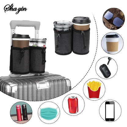 Travel Luggage Cup Holder - Hands-Free Suitcase Drink Carrier for Coffee, Water Bottles & Travel Mugs
