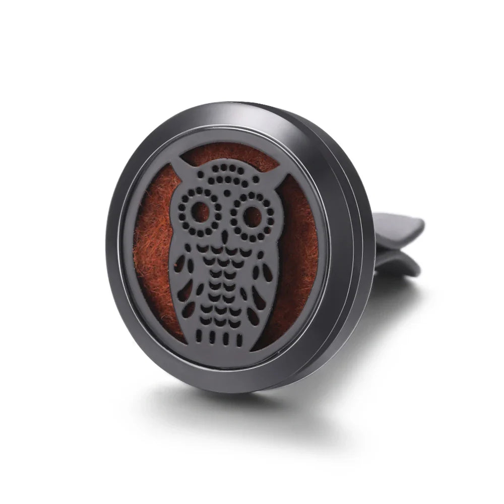 All-Black Tree of Life Car Air Freshener – Stainless Steel Aromatherapy Essential Oil Diffuser Locket Pendant