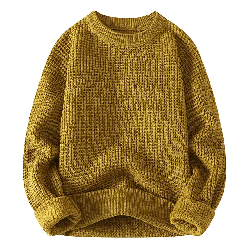 Men’s Knit Pullover Sweater - Round Neck Long Sleeve Casual Autumn Winter Top
