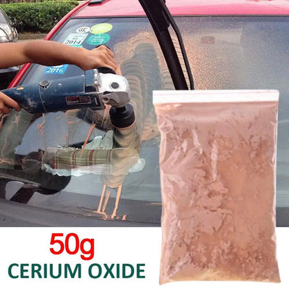 50g Cerium Oxide Glass Polish Powder – Scratch Repair for Car Windows, Mirrors & Glass Care Tool Accessory