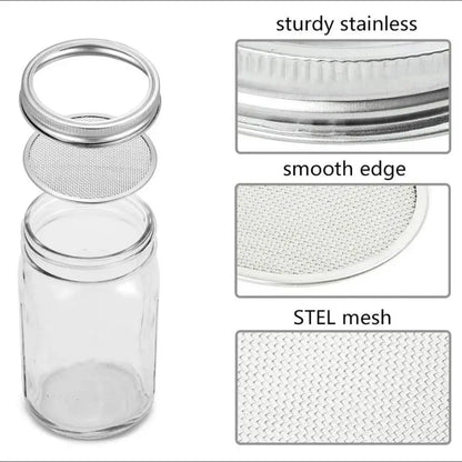 Sprouting Jars Growing Kit - 16/32oz Wide Mouth Mason Jars with Screen Lids for Indoor Seed Germination & Fresh Sprouts