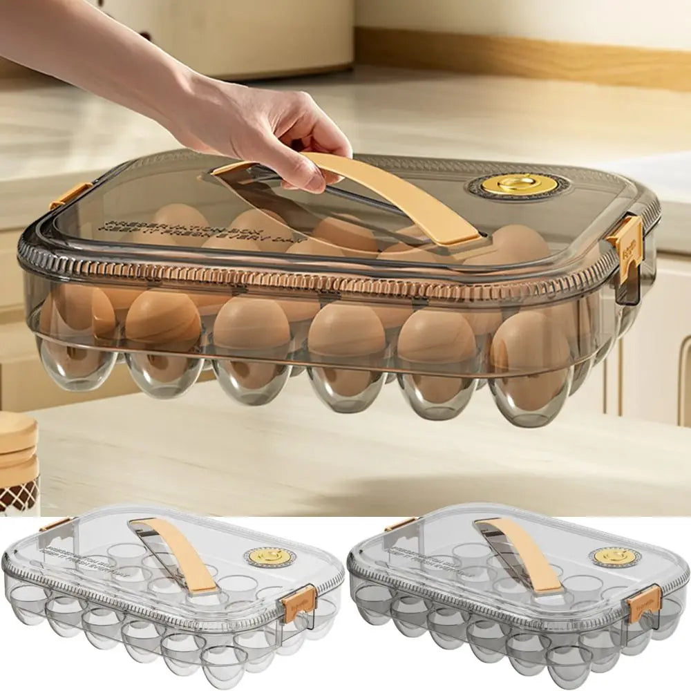24 Grid Transparent Egg Storage Box - Food Grade Refrigerator Container with Lid for Space Saving Fresh Egg Organization