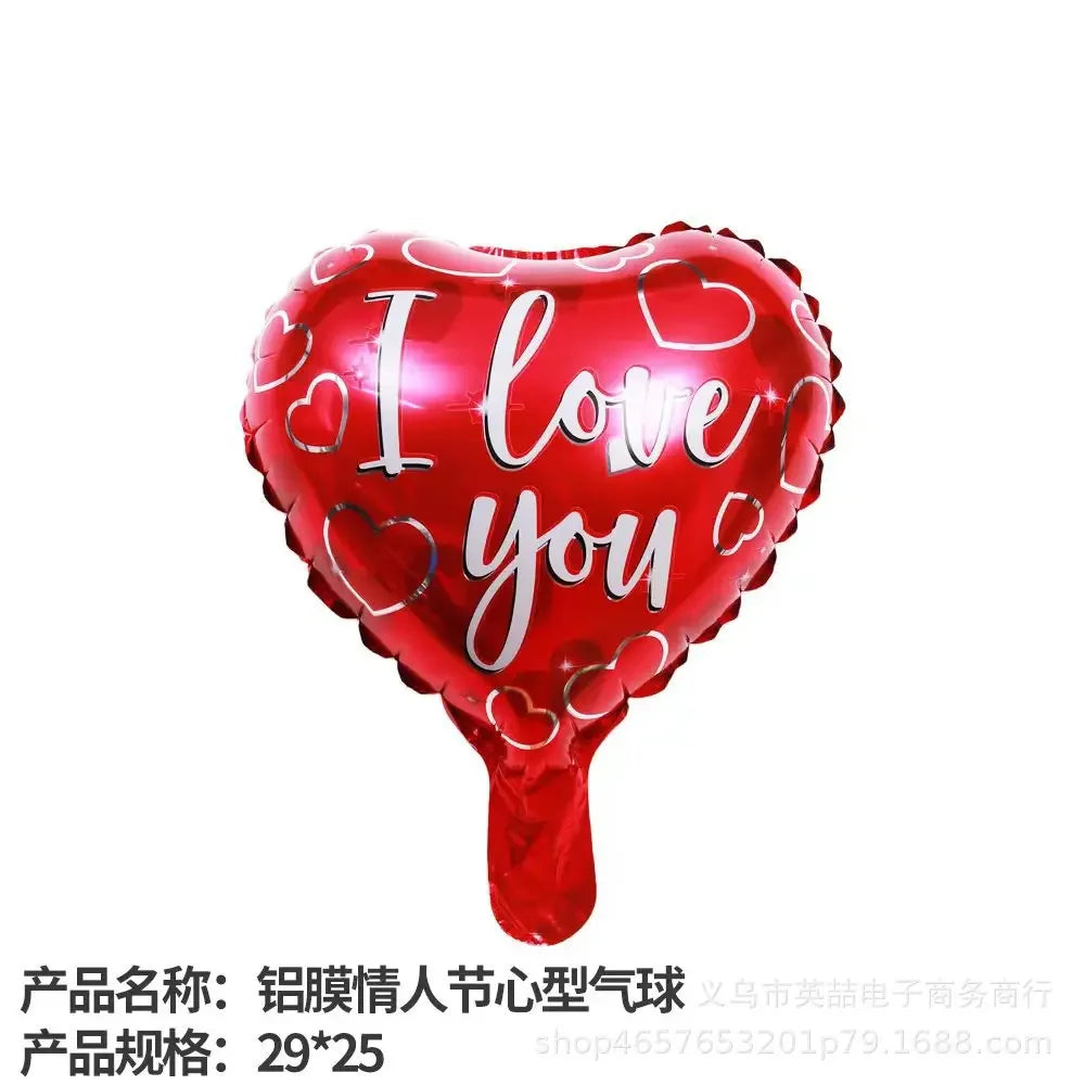 10-Inch Round Love-Shaped Aluminum Foil Balloon – English “Love” Design for Birthday, Valentine’s Day & Wedding Party Decorations