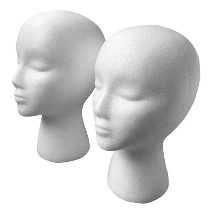 Female & Male Foam Mannequin Head — White Styrofoam Display Stand for Hats, Wigs, Glasses & Accessories