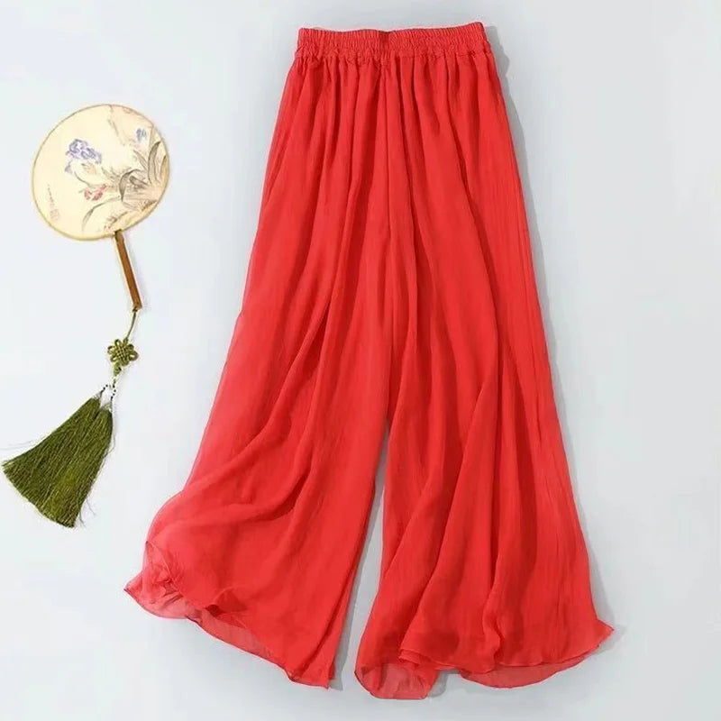 Women’s Classical Chiffon Wide Leg Dance Pants – Loose Fit Modern Ballet & Yoga Training Trousers for Adults & Girls