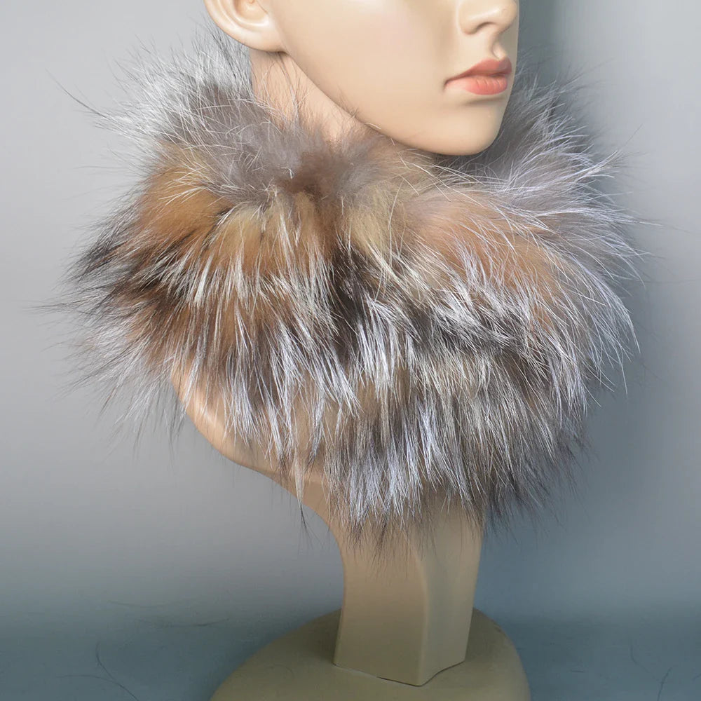2025 Real Fox Fur Scarf and Headband – Luxury Winter Neck Warmer for Women, 100% Natural Fur, Elastic Ring Muffler