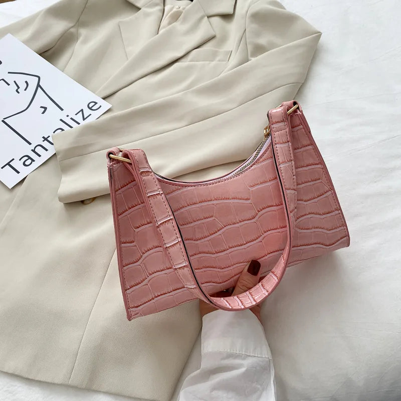 Retro Alligator Pattern PU Leather Handbag for Women – Small Shoulder & Clutch Tote Purse