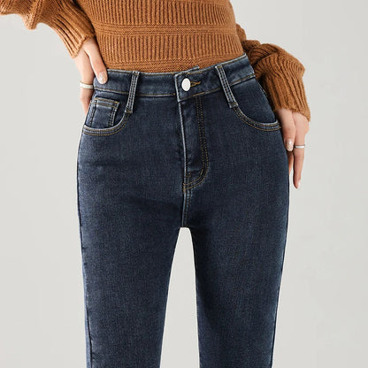 Women’s Thermal Fleece Jeans – Winter Warm Thickened Skinny Velvet Pants