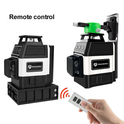 Pracmanu Mini 12-Line 3D Laser Level – 360° Self-Leveling Horizontal & Vertical Green Beam Laser
