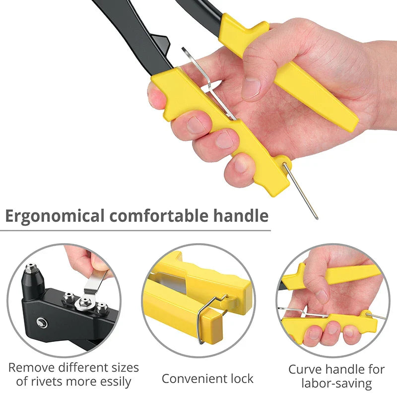 Heavy Duty Hand Riveter Gun Kit – 60/120/200/380pcs Blind Rivet Set with Pliers for Automotive & Home DIY Projects
