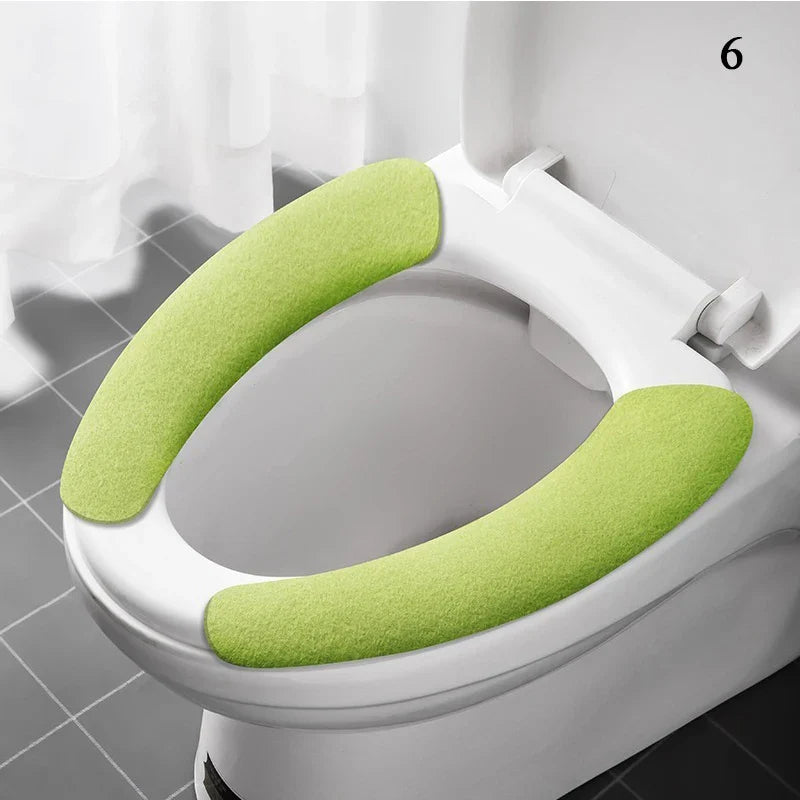 2-Pack Reusable Flannel Toilet Seat Cover Pads – Washable Warm Bathroom Seat Cushion Set