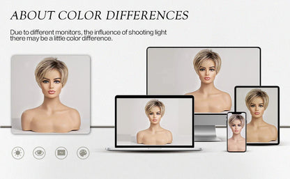 Brown Blonde Mixed Ombre Lace Front Wig – Short Wavy Bob Golden Blonde Remy Human Hair for White Women Daily Use