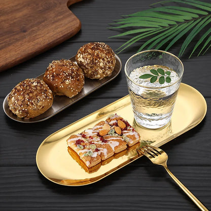 Stainless Steel Gold Dining Plate - Elegant Dessert, Nut, Fruit, and Cake Tray for Snacks and Western Steak Dining