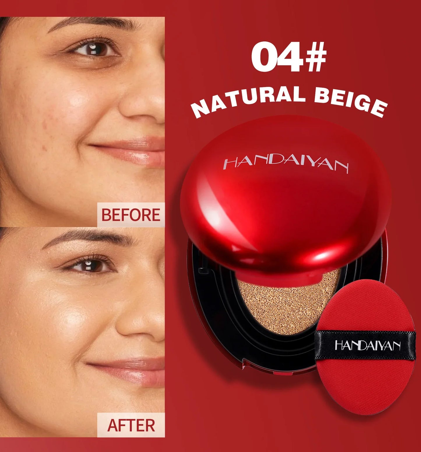 BB Cream Air Cushion Foundation - Full Coverage, Waterproof & Long-Lasting Brightening Makeup for Women - Korean Cosmetics