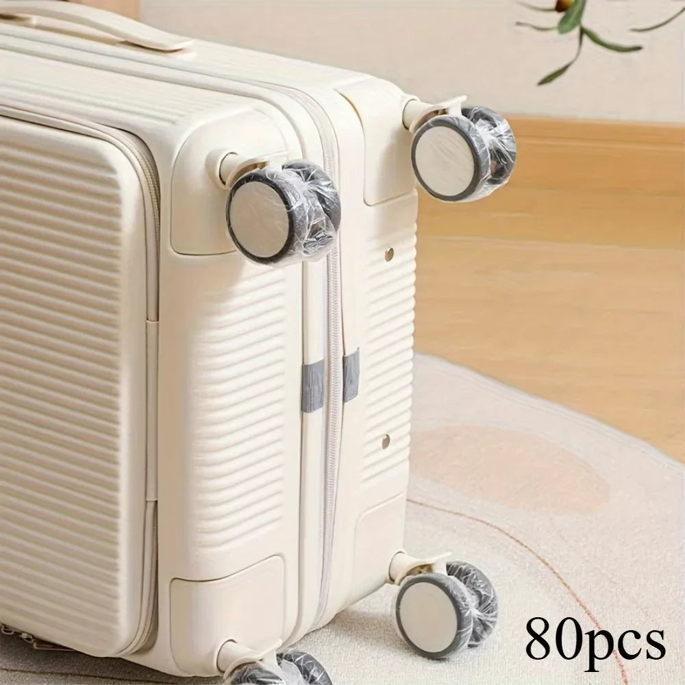 50/80PCS Luggage Wheel Covers — Dustproof Disposable Protectors for Suitcase & Trolley Cases