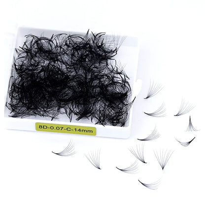 SONG LASHES 3D–16D Premade Volume Fans – Slim Narrow Stem Russian Style Eyelash Extensions, Sharp Point Base