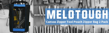 MELOTOUGH Canvas Tool Pouch | 2-Pack Zipper Bags with Mesh Window & Hanging Grommets
