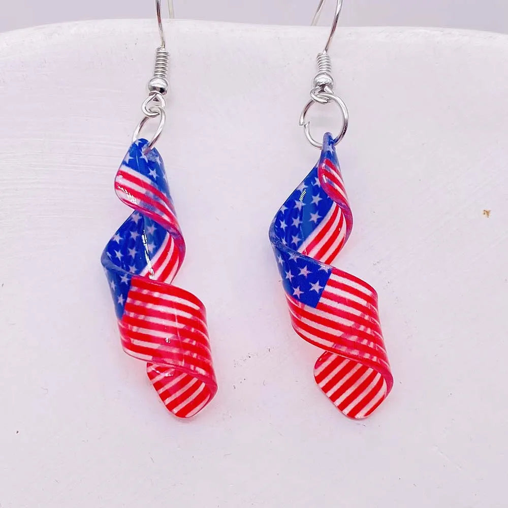 Patriotic Sunflower Acrylic Earrings - 4th of July American Flag Jewelry Gifts for Women Independence Day Parties