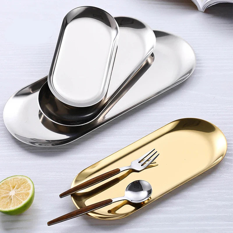 Stainless Steel Cosmetic Storage Tray — Nail Art Tools Organizer & Surgical/Dental Plate