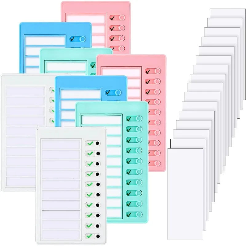 Kids Chore Chart with 5 Blank Cards - Plastic Checklist Board for Routine Planning with Detachable Cardstock To-Do List